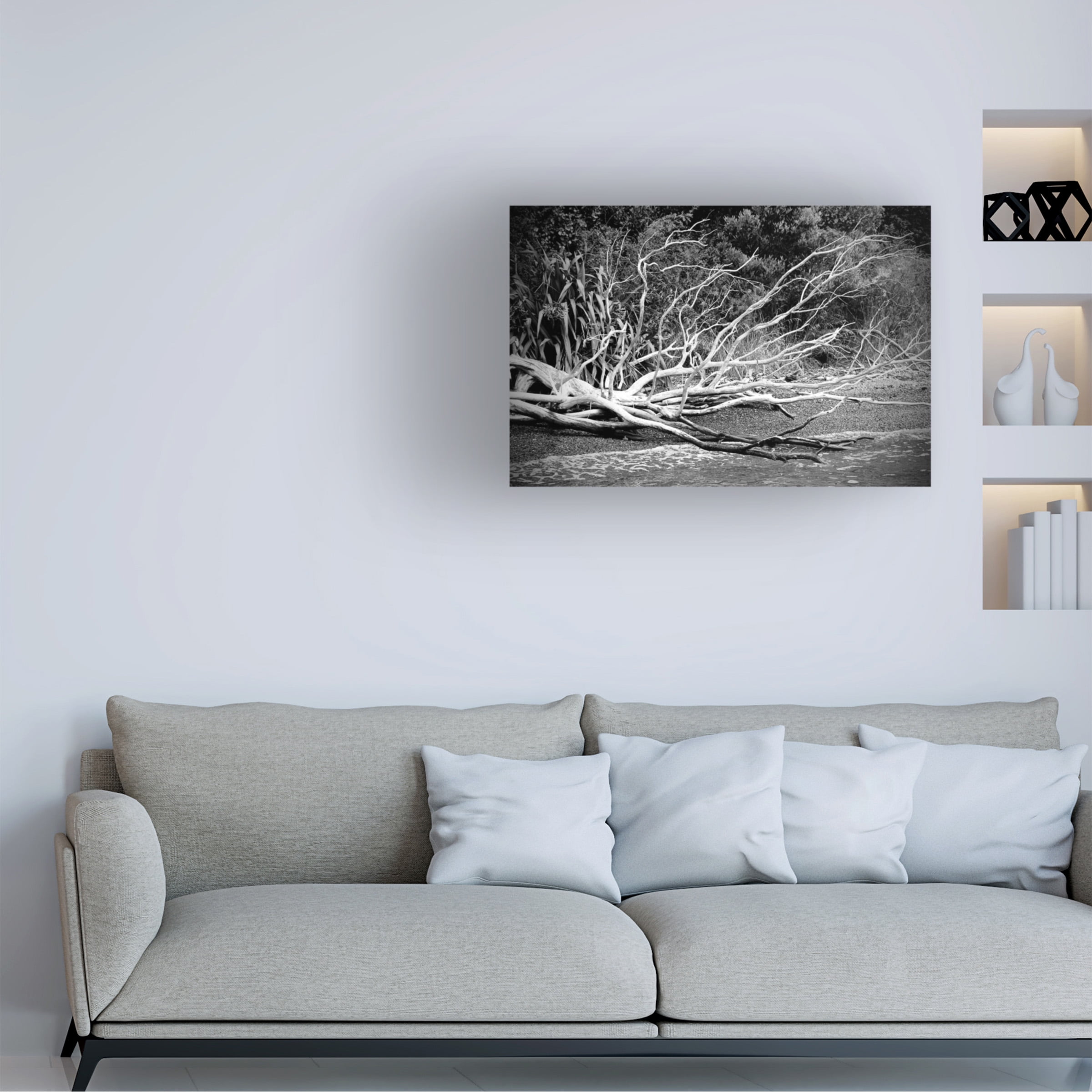 Susan Vizvary Photography 'Branch on The Beach in Black and White' Canvas Art