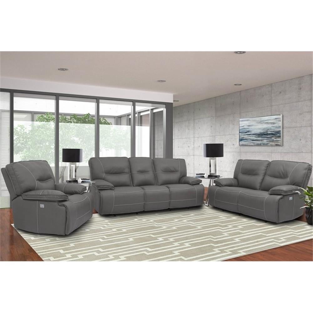 Pemberly Row Contemporary Fabric Power Loveseat in Haze Gray