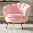 thumbnail image 3 of Heavenly Collection Glam Velvet Accent Chair, Light Pink Upholstered Chair with Gold Metal Legs, Modern Luxury Seating for Living Room or Bedroom, 3 of 7