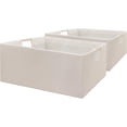 thumbnail image 1 of Fabric Collapsible Storage Bins, 2 Packs Cloth Storage Cubes with Wooden Handles, Stow Home Items Shelf Baskets, Rectangular Storage Basket for Decor, Shelves and Closet Organizer Bins (Beige), 1 of 6