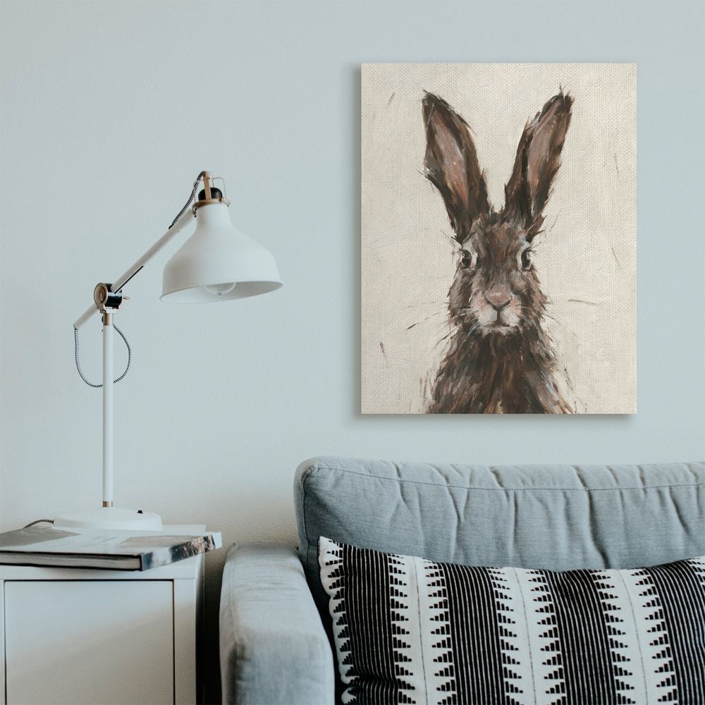 Stupell Industries Brown European Rabbit Hare Portrait Painting Canvas Wall Art Design by Ethan Harper, 30" x 40"