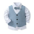 thumbnail image 4 of iiniim Little Boys Baby Gentleman Suit Pointed Hem Vest Bowtie Wedding Party Long Sleeves Shirt Pants Clothing Set, 4 of 7