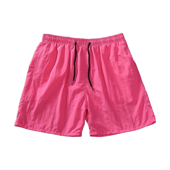 Daiosportswear Men's Vibrant Casual Shorts, Elastic Drawstring Waist with Lining for Everyday Summer Wear Pink L(L)
