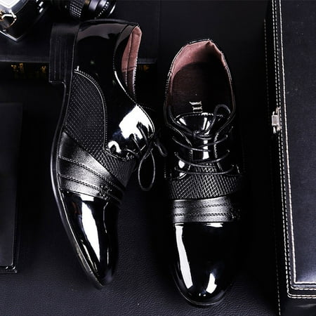 

Men Business Shoes Fashion Casual Oxford Shoes Lace-Up Pointed Shoes