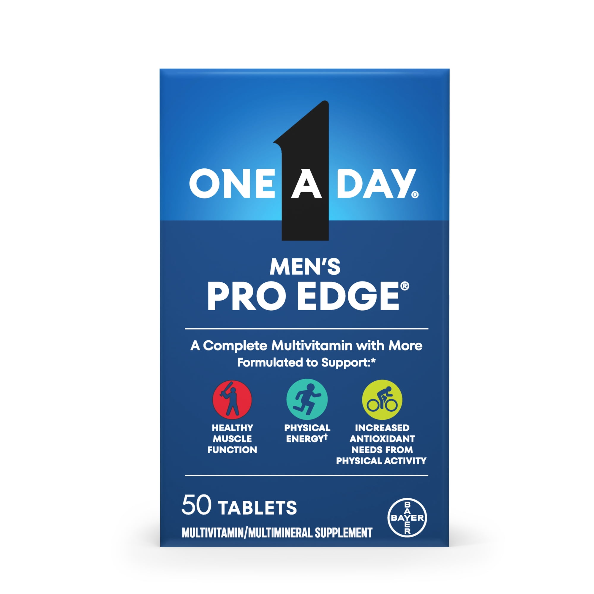 One A Day Men’s Pro Edge Multivitamin, Supplement with Vitamin A, C, D, E and Zinc for Immune Health Support and Magnesium for Healthy Muscle Function, 50 Count