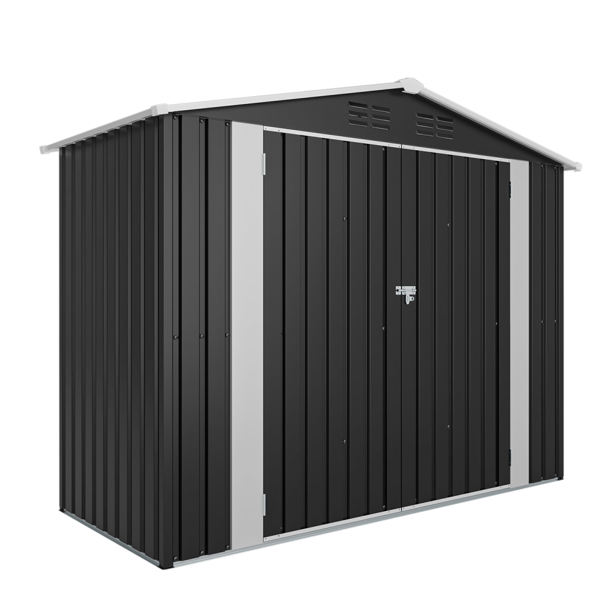 Leumius 8x4 FT Outdoor Metal Storage Shed with Lockable Latch for Backyard, Patio, Lawn Black