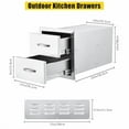 thumbnail image 3 of Outdoor Kitchen Drawer - Stainless Steel BBQ Access Drawers, Outdoor Kitchen Cabinets, for Outdoor Kitchen Island, Patio Grill Station, 2 Drawers, 14x23x15H inch, 3 of 7