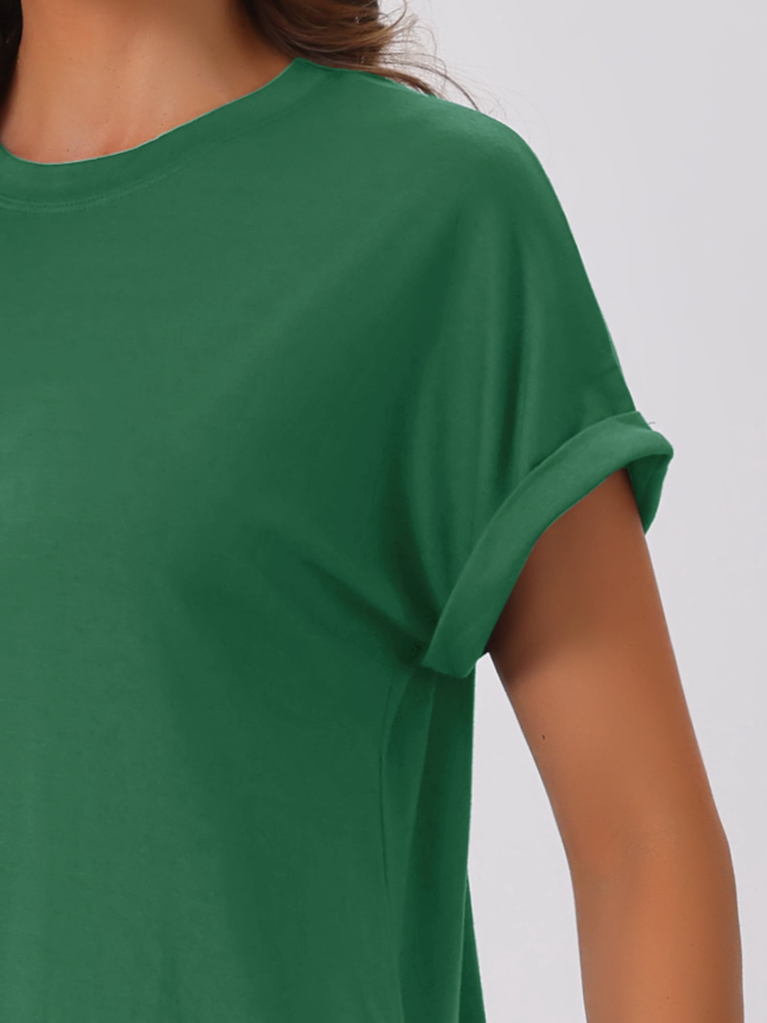 DARING DIVA Women's Short Sleeve Crew Neck Soft Night Dress with Pockets XL Green