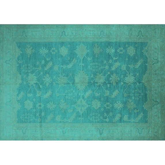 Ahgly Company Indoor Rectangle Oriental Turquoise Blue Industrial Area Rugs, 2' x 5'