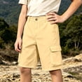 thumbnail image 2 of CONZONE Kids Boys Cargo Shorts Casual Chino Shorts For Child Buttons Solid Color Wide Leg Shorts With Pockets, 2 of 4