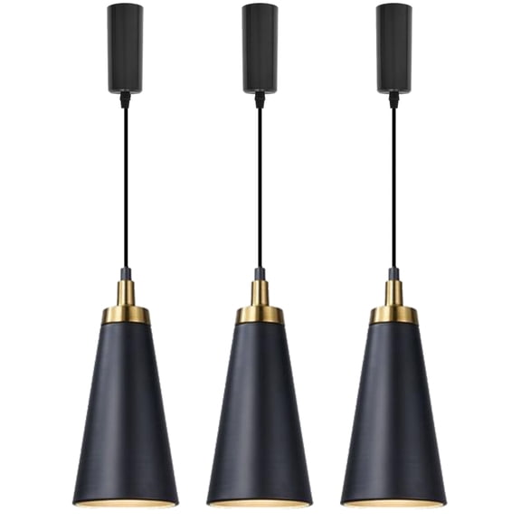 Kiven H Track Pendant Lightning,Adjustable Cord Length,Industrial H Track Lighting Pendant Lights with Iron Shade, 3 Lights