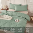 thumbnail image 4 of Washed Cotton Duvet Cover Full Size Set Linen Like Comforter Cover with Zipper Closure & Corner Ties (No Comforter) x Dusty Rose, 4 of 9