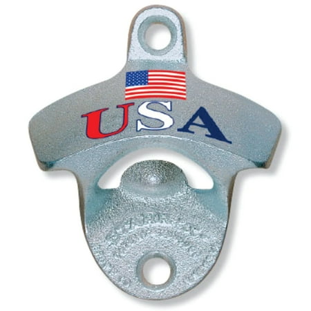 

Starr | Wall Mount Bottle Opener | American USA Flag | Open Bottles | Silver