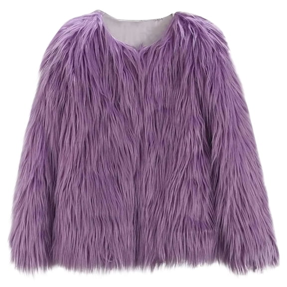 Girls Faux Fur Coat Kids Fluffy Long Sleeve Lapel Collar Open Front Jacket Warm Winter Shaggy Outwear with Pockets