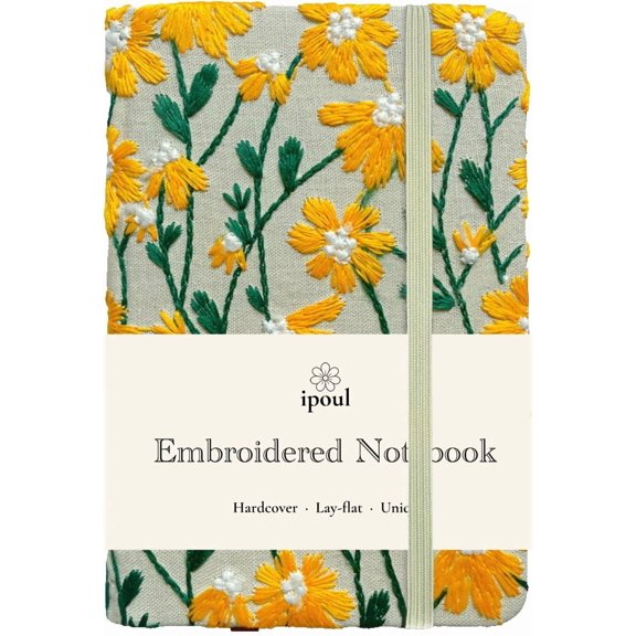 ipoul Daisy Gifts for Women, Pocket Sketchbook, A6, Small, Unlined Notebook, 4x6, Hardcover, Lay Flat, Yellow