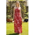 thumbnail image 3 of HAPPY BAY Women's A-Line Maxi Smocked Top Slit Dress Long Casual Strapless Tube Dresses for Women One Size Red, Tropical, 3 of 5
