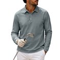thumbnail image 2 of Hngshg Mens Tee Shirts Casual Button Up Collared Pullover Tops Dressy Long Sleeve Solid Color Golf T-Shirts, 2 of 7