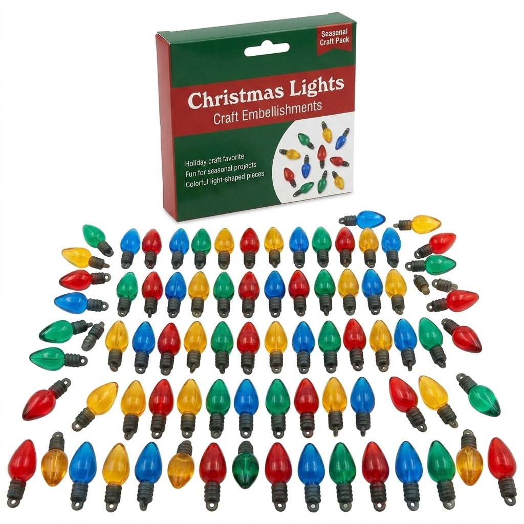 100 Assorted Colors Christmas Light Buttons Embellishments for DIY Arts & Crafts