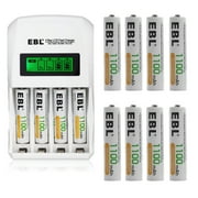 EBL Rechargeable AAA Batteries, 12 Pack 1100mAh Triple A Batteries with LCD Smart Battery Charger