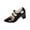 Black, variant on Xfvqtps Womens Pointed Toe Pumps Block Heel Mary Janes Glossy Patent Leather Dress Shoes with Buckle Strap Comfortable Office Heels for Work