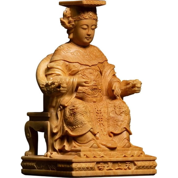 Abstract Sculpture Mazu Statues Sea God Buddha Carvings Solid Wood Home Decorations