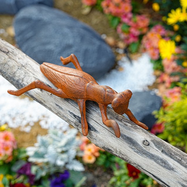 Sungmor Estatua de Mantis de Hierro Fundido, Escultura de Colección de Animales Rústica de Óxido de Alta Resistencia, Pisapapeles, Tope de Puerta, Adorable Figura de Jardín