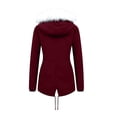 thumbnail image 5 of LEEYNEER Women Winter Parka Coat Hooded Warm Thickened Plush Cotton Windproof Jacket Fleece Lined Mid Length Puffer Coat with Drawstring Waist, 5 of 6