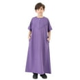 thumbnail image 2 of Toddler Long Sleeve Shirt Boy Boys Arabic Thobe Long Sleeve Kaftan Crew Robe National Embroidered Arab Robe Purple 9 Years-10 Years, 2 of 7