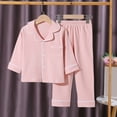 thumbnail image 2 of Gvdentm Pj Pants for Teen Girls Girls Boys Kids Cotton Pajamas Set Button-Down Clothes Long Sleeve Loungewear Sleepwear PJS(Pink,13-14 Years), 2 of 4