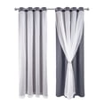 thumbnail image 1 of Layered solid room dark blackout and transparent ring top curtains, 1 of 5