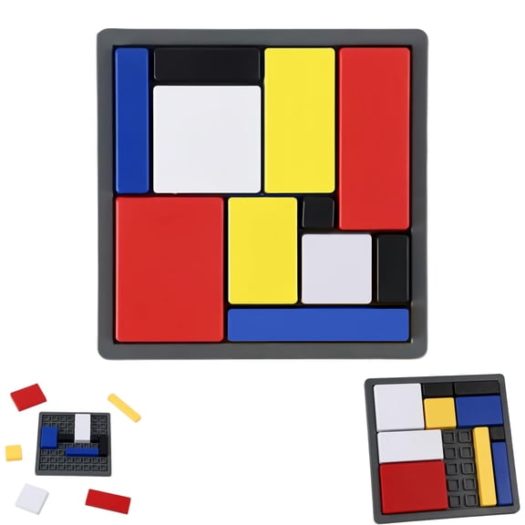 Logic Puzzle Brain Teaser Game for All Ages, 88 Challenges 4 Difficulty Levels, Portable Educational Thinking Travel Board Game, Random Block Sizes Gift