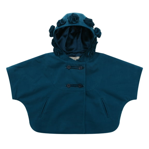 Richie House Girls Blue Rosette Accent Hood Coat 8