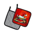 thumbnail image 2 of Caroline's Treasures Crab in Santa Hat Santa Claws Pair of Pot Holders, 2 of 3
