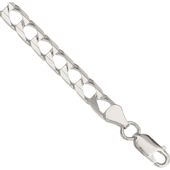 925 Sterling Silver 6.25mm Square Curb Link Chain Bracelet