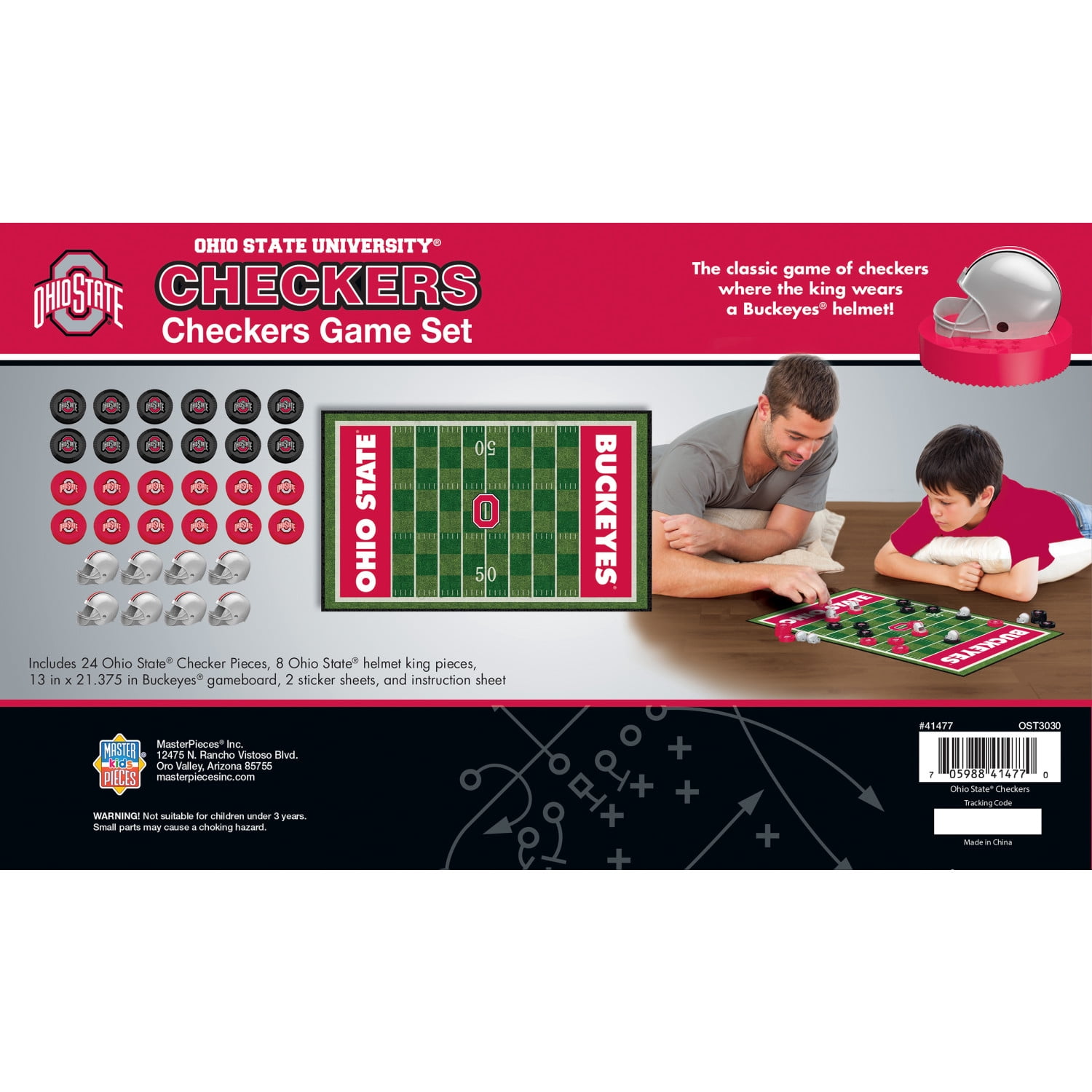 MasterPieces Officially licensed NCAA Ohio State Buckeyes Checkers Board Game for Families and Kids ages 6 and Up