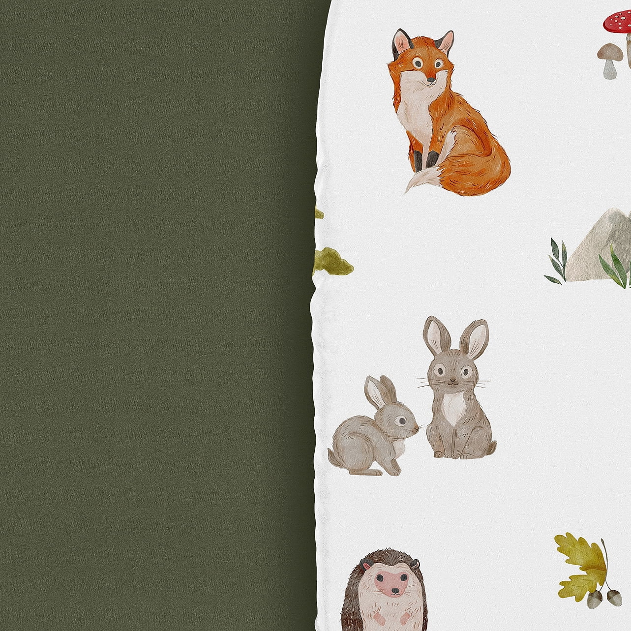 Sweet Jojo Designs Watercolor Woodland Forest Animals Collection Green Brown and Red Baby Bassinet Fitted Sheets 2 Piece Set