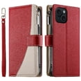 thumbnail image 3 of Funda cartera GANGXUN para iPhone 15 , cuero PU con tarjetero, cremallera, correa de mano, soporte y protección 827°, 3 of 6
