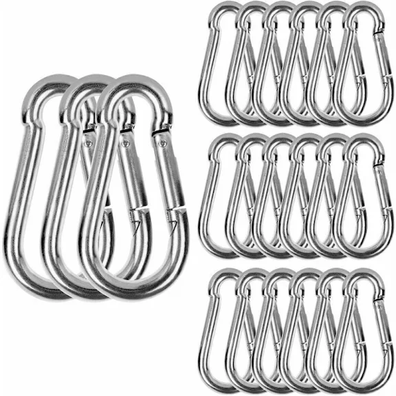 M6 Stainless Steel Carabiner, 20pcs Robust Attachment Carabiner - Stainless Steel Carabiner with 120kg/260lb Load Capacity, 304 Swivel Carabiner