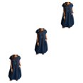 thumbnail image 4 of Sonducket Vestido de mujer Jersey de color sólido Reemplazo Casual Verano Moda Niñas Vestidos de mujer Ropa Azul oscuro S Type1 NO1, 4 of 6