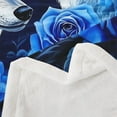 thumbnail image 3 of Wolf Fleece Blanket Throw 50"X60",Blue Rose Flowers Sherpa Blanket,Throw Blanket,Safari Couple Wolves Fuzzy Blanket Woodland Animals Plush Bed Blanket Teens, 3 of 6