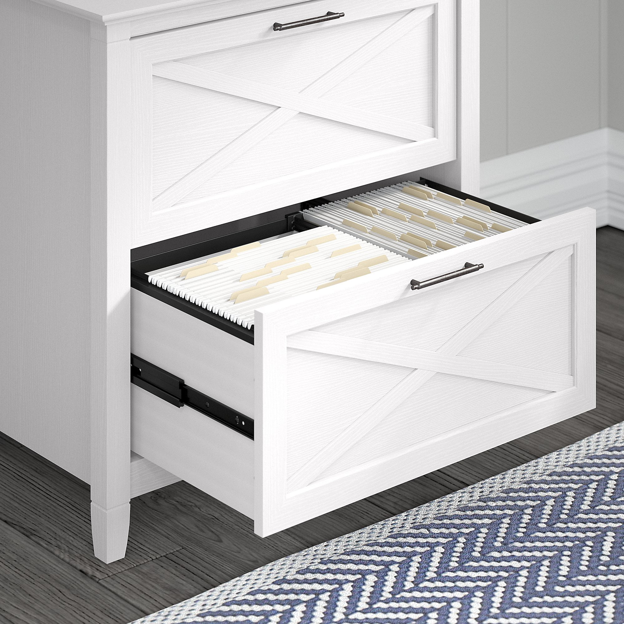 Bush Furniture Key West Lateral File Cabinet, 2 Drawer, Pure White Oak