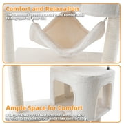 AIWIKIDE 39.37 Cat Tree Cat Tower with Cat Condo and Big Hammock for Indoor Small Cats,Beige