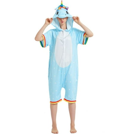 

CoCopeanut Summer Girls Short Sleeve Unicorn Pajamas Women Ice Silk Sleepwear Female Cute Animal Cartoon Fox Tiger Panda Pyjamas Onesies