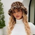 thumbnail image 3 of qolati Winter Faux Fur Bucket Hat Women Fashion Printed Warm Beanie Hats Outdoor Fisherman Cap Plush Sherpa Bucket Hat, 3 of 7