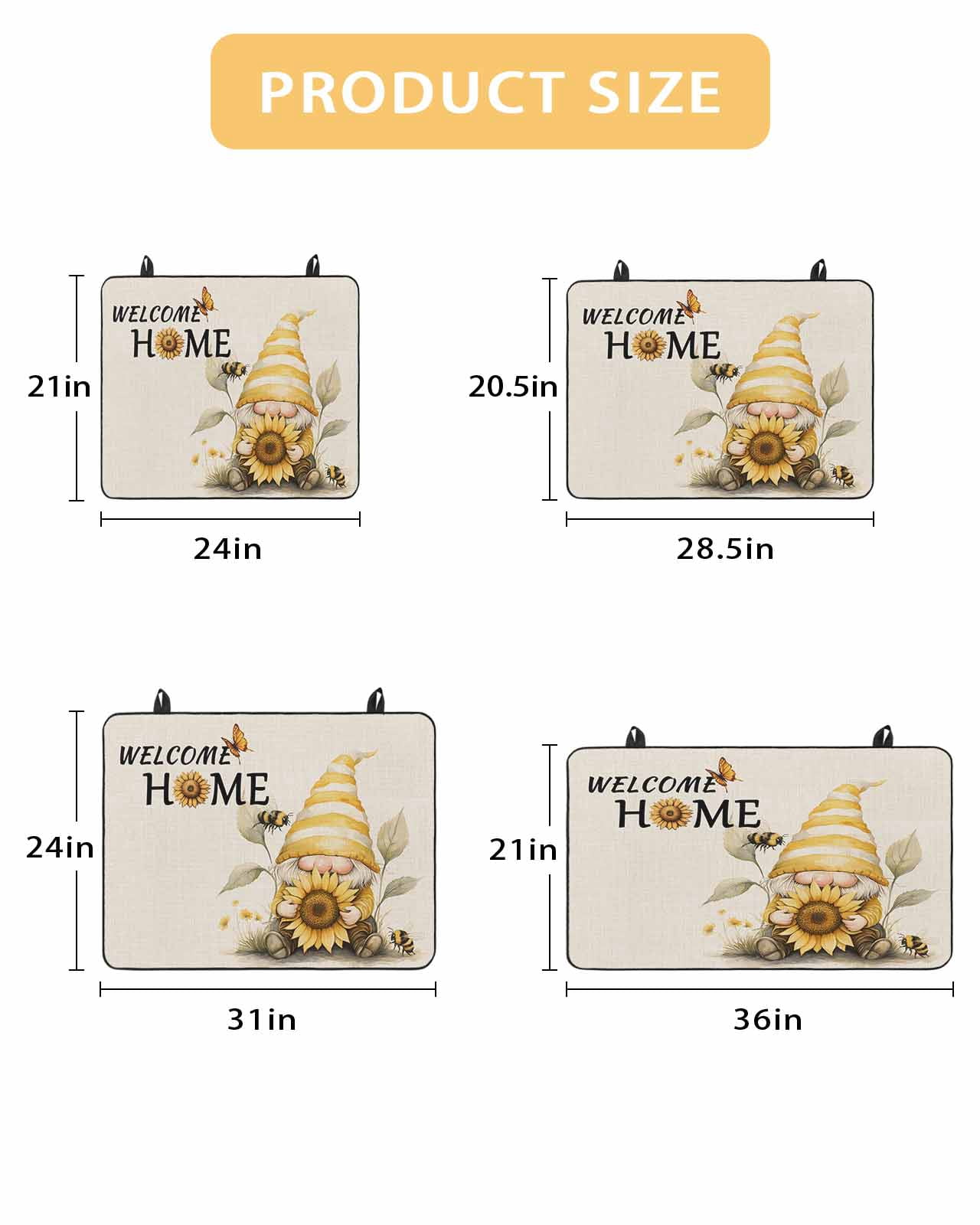 nqOlkjepod Large Induction Cooktop Protector Mat 28.5"x20.5", Yellow Sunflower Stove Top Covers for Electric Stove, Gnomes Bee Vintage Beige Texture Stove Burner Cover Mats, Glass Top Stove Cover