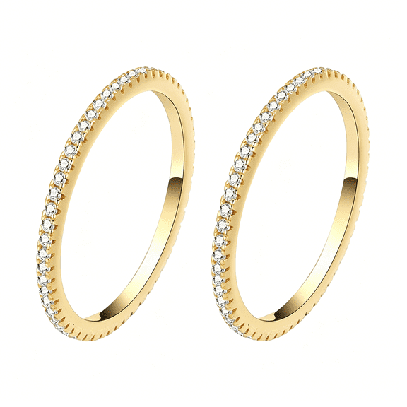 DESIGNICE 2-Pack 14K Gold Plated Stacking Rings for Ring Gen 5/4/3,Cubic Zirconia Simulated Ring Accessories Stack Diamond Rings for Women
