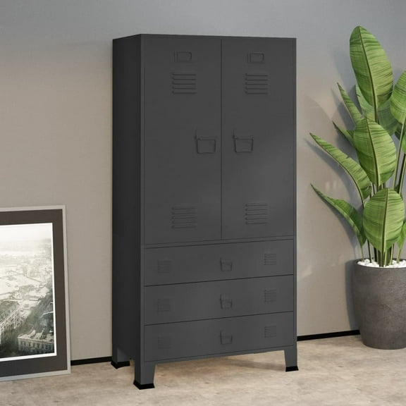 vidaXL Anthracite Metal Modern Wardrobe 35.4x19.7x70.9 in for Adult Bedroom