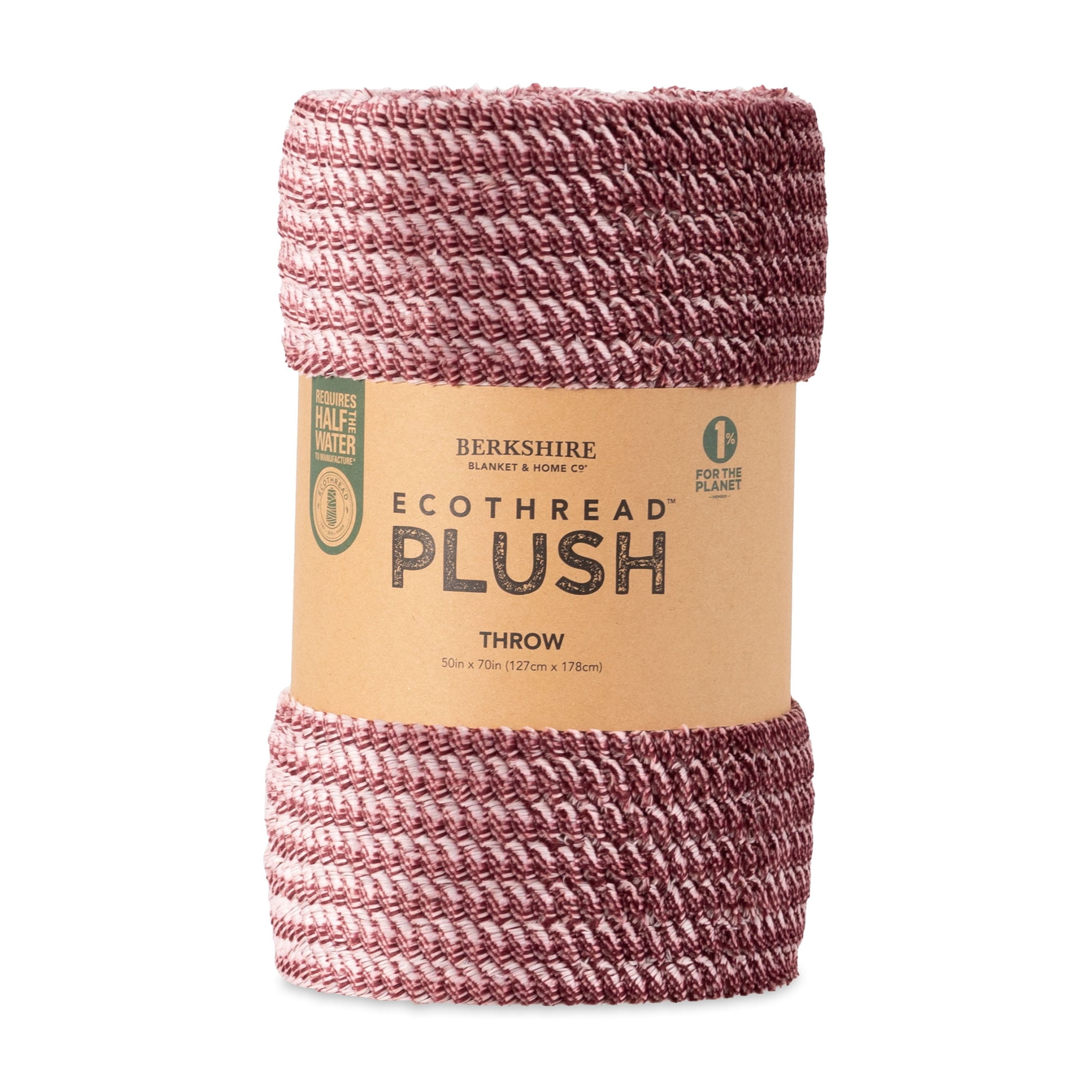 EcoThread Soft Plush Textured Heathered Oversized Couch Throw Blanket, Wine