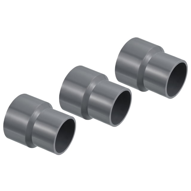 Unique Bargains Raccord Droit de Réducteur de Tuyau PVC 50x40mm, Gris 3 Pack