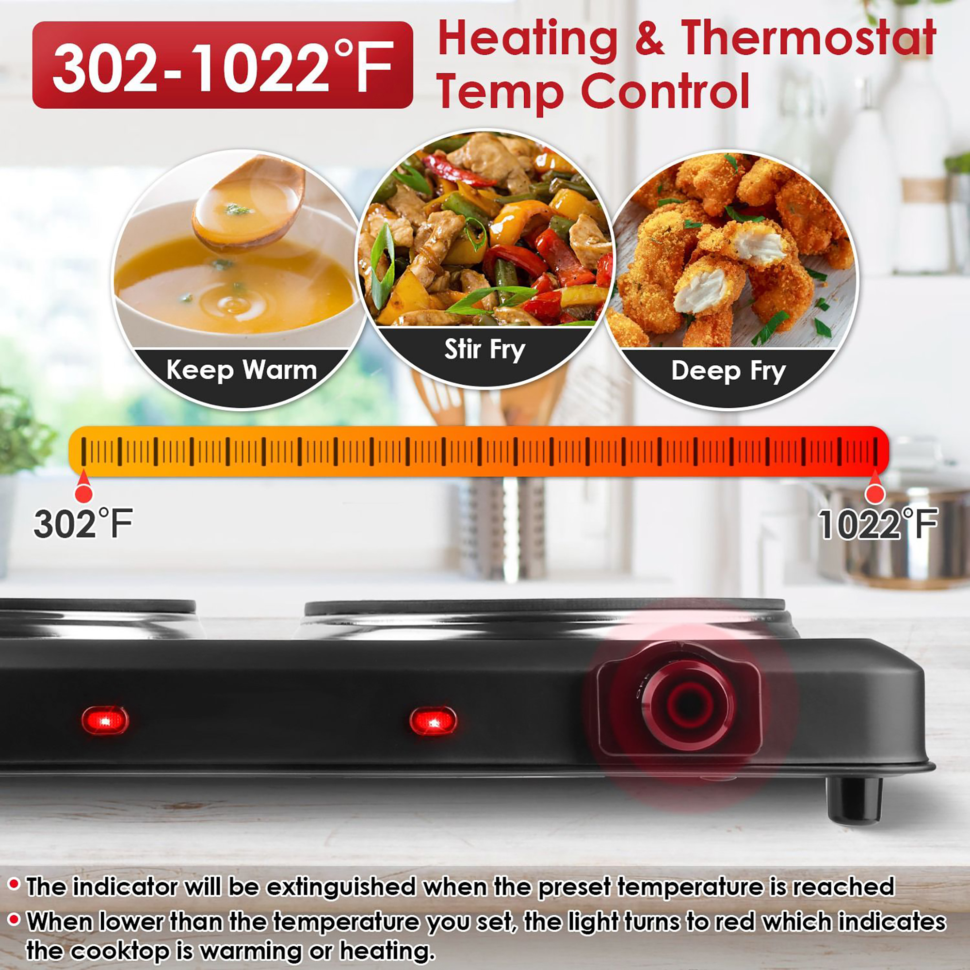 Infrared Dual Burner Hot Plate – 1800W Portable Electric Cooktop - Black